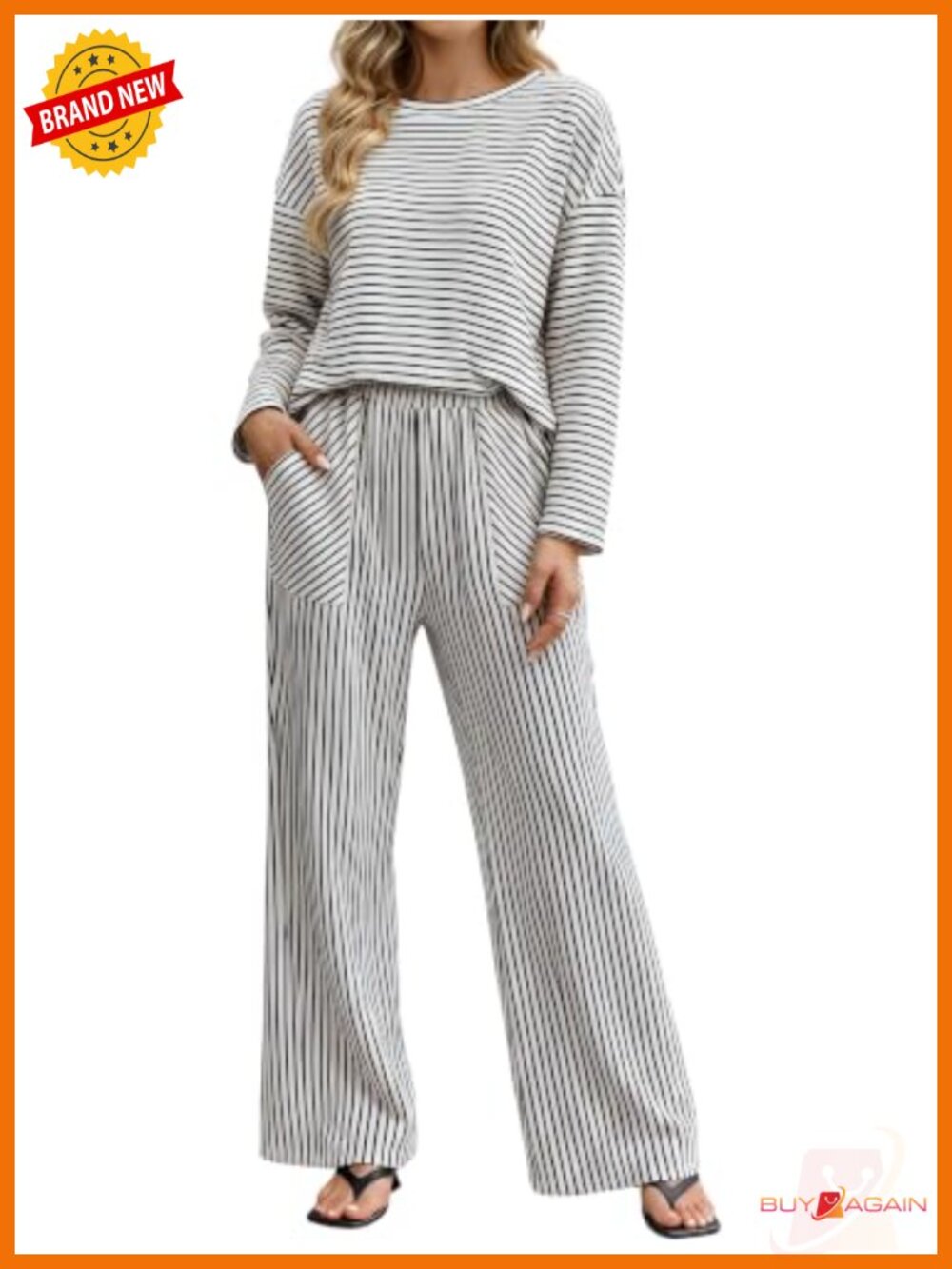 Striped 2 Piece Lounge Set Recycled Polyester